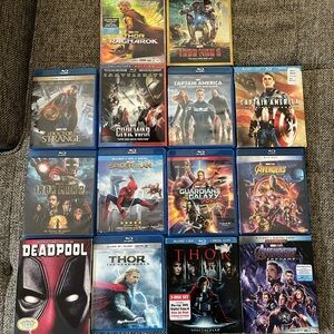 14 Blu Ray titles MARVEL Avengers Ironman Thor Spiderman Guardians Deadpool